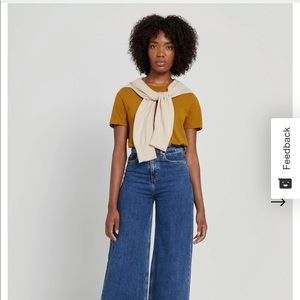 NWT Frank and Oak high-wasted, wide-leg jeans.